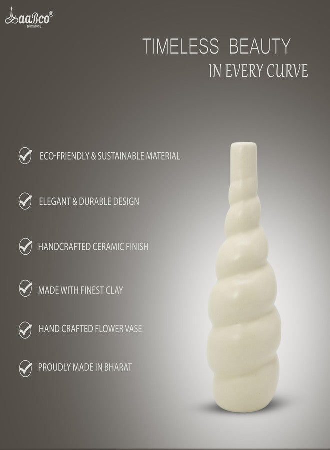 Aabco Unique Shape, Ceremic Vase for Living Room, Home Decoration Items for Living Room, Flower Vases for Home, Office & Table Decor (Stripped Bottle) - Image 4